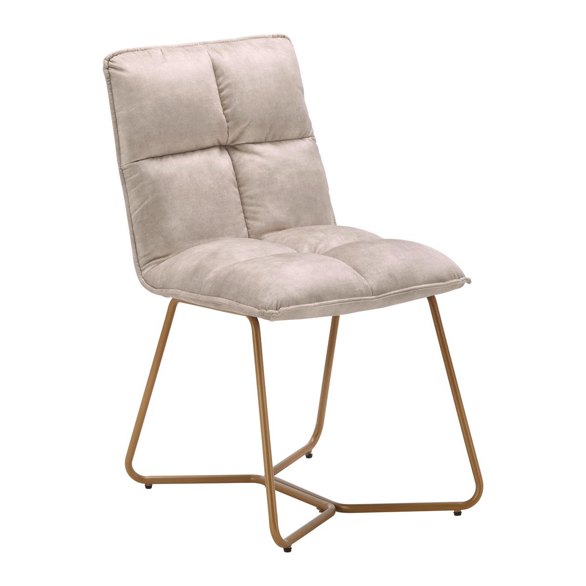 Stolička zo zamatu Fonia - béžová - zlatá/béžová, Modern, kov/drevo (49/85,5/57,5cm) - Bessagi Home