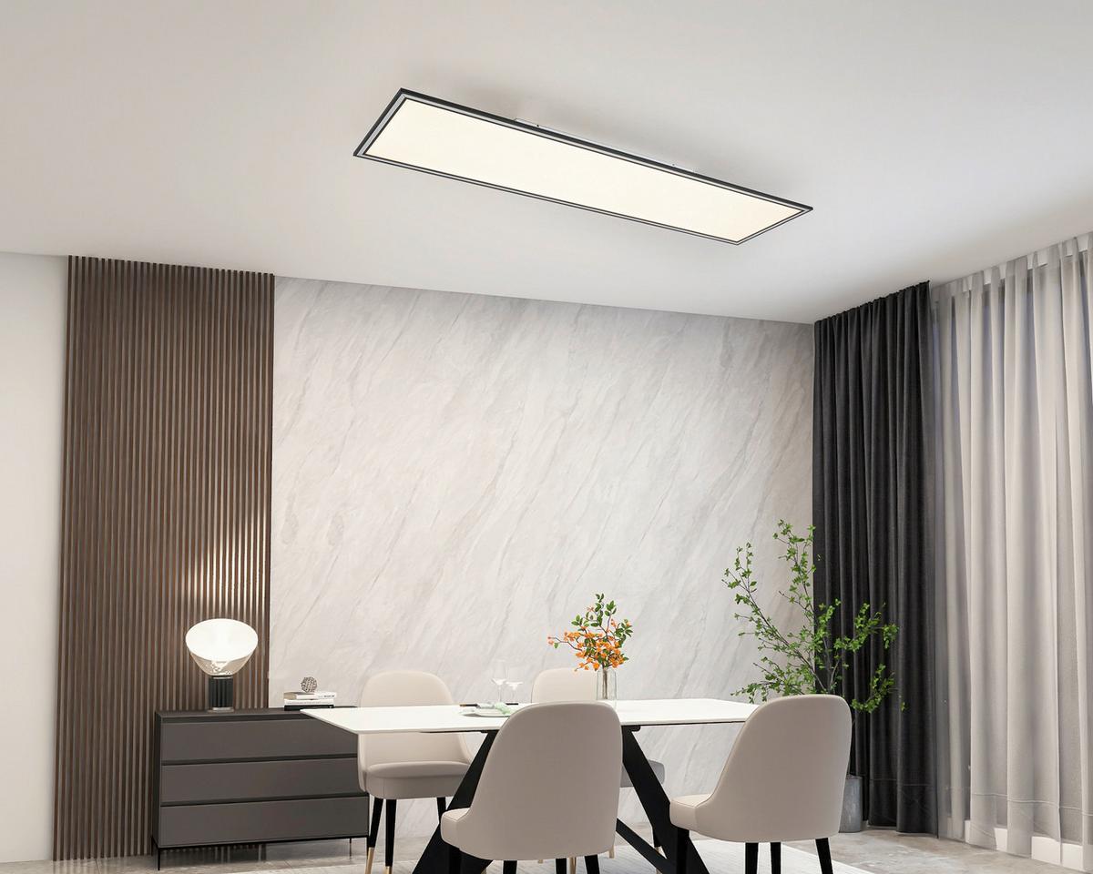 Led-deckenleuchte Bruno - Chromfarben/Schwarz, MODERN, Kunststoff/Metall (120/30/7,5cm) - Luca Bessoni