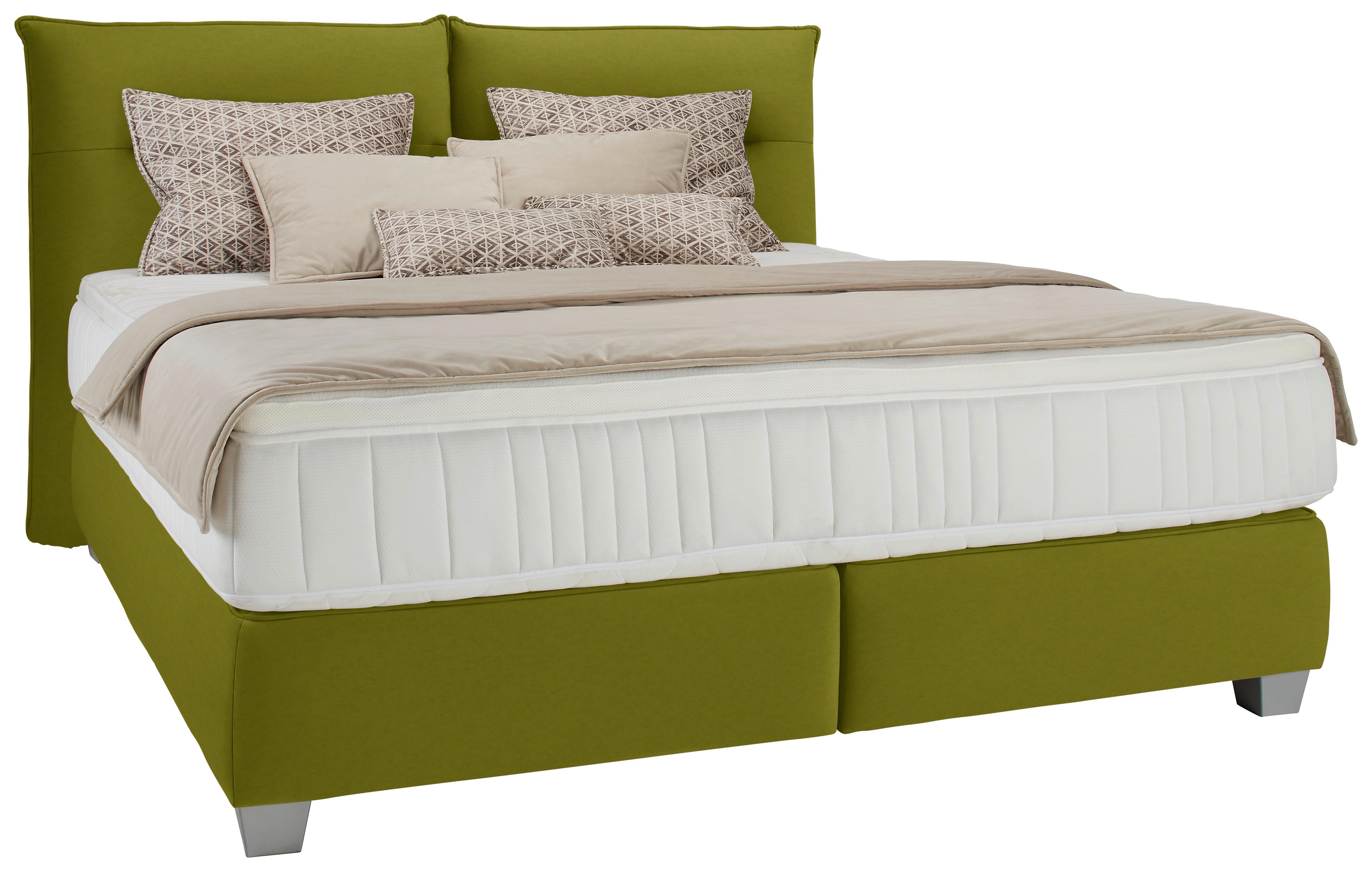 Posteľ boxspring Fog 160x200cm,olivová - olivovozelená/strieborná, Lifestyle, textil/plast (160/200cm) - Premium Living