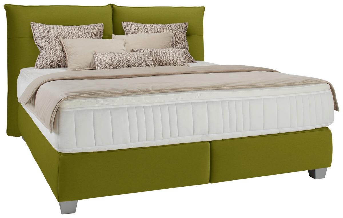Posteľ boxspring Fog 160x200cm,olivová - olivovozelená/strieborná, Lifestyle, textil/plast (160/200cm) - Premium Living