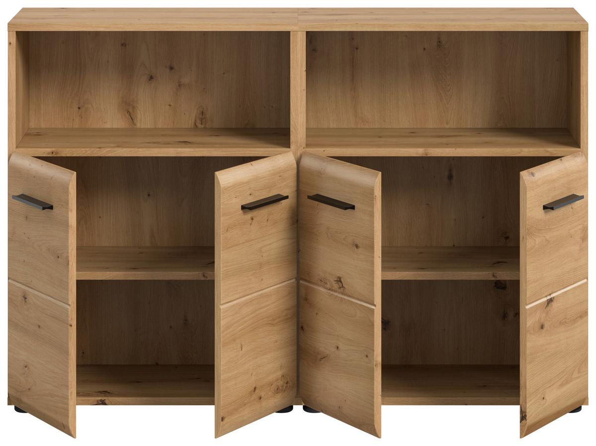 Midischrank Ice Eiche Artisan Dekor B: 120cm - Schwarz/Eiche Artisan, Basics, Holzwerkstoff (120/80/30cm) - MID.YOU