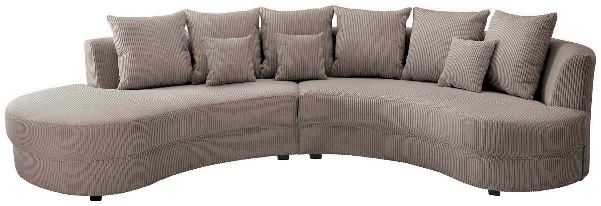 Wohnlandschaft Limoncello Graubraun S: 160/300 Cm - Graubraun/Schwarz, Design, Textil (160/300cm) - Livetastic
