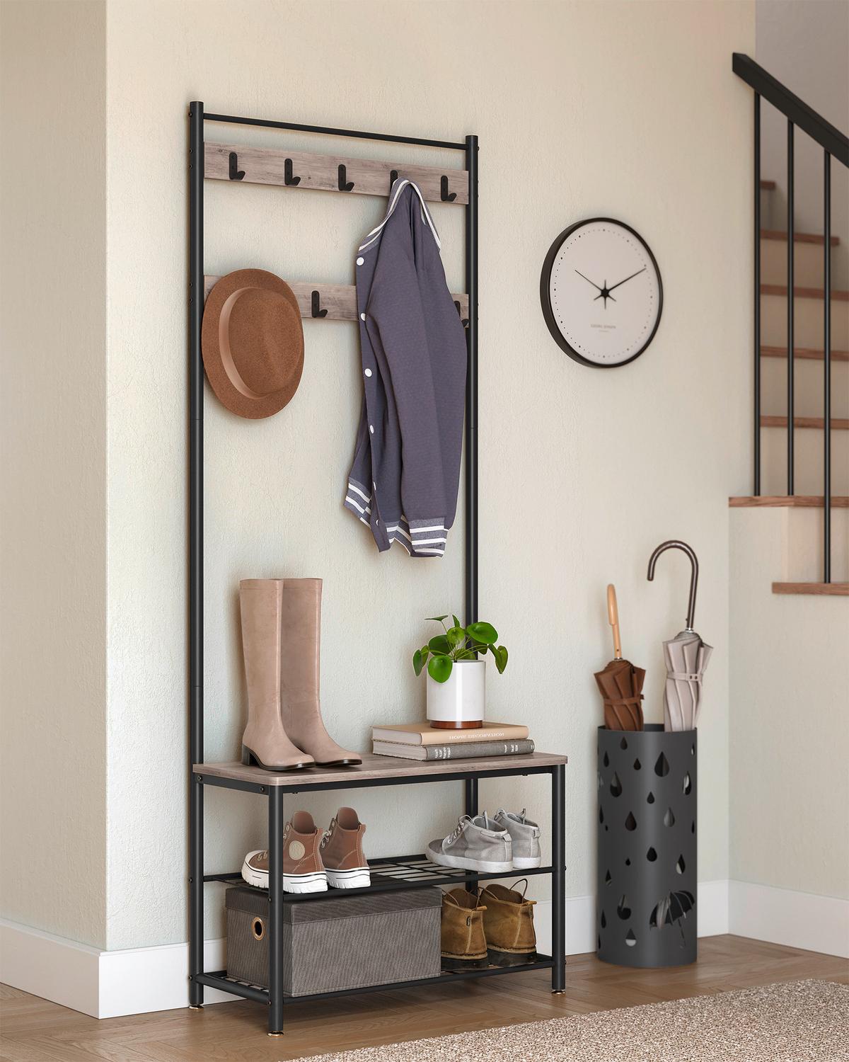 ŠATNA GRAU - šedá/černá, Trend, kov/kompozitní dřevo (70/175/32cm) - Boxxx