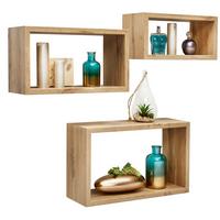SADA NÁSTĚNNÝCH REGÁLŮ TRITTICO - barvy dubu, Moderní, kompozitní dřevo (45-40-35/27-22-17/16cm) - Mömax