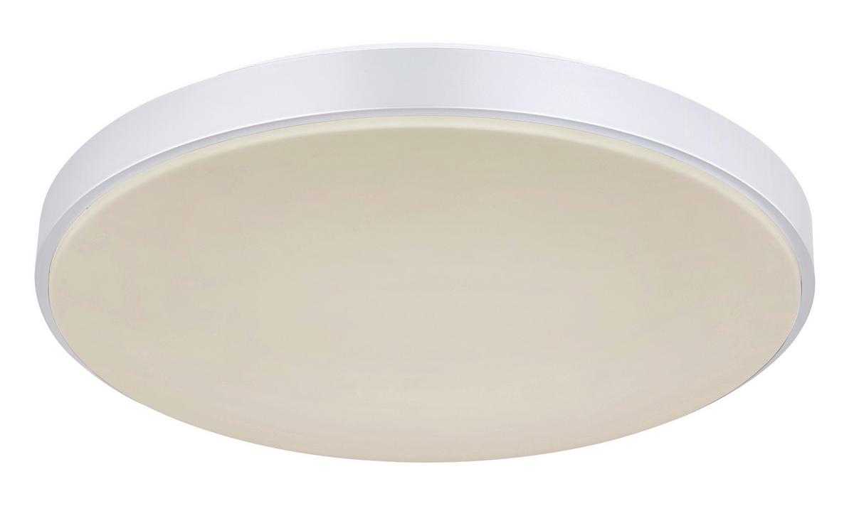 Led-deckenleuchte Ø 41 Cm Mit Farbtemperaturwechsler - Silberfarben/Opal, Basics, Kunststoff/Metall (41/6cm) - Globo