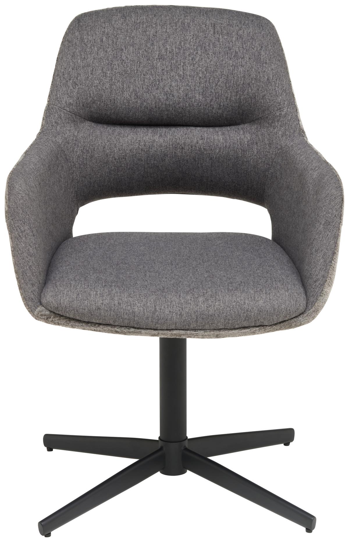 Armlehnstuhl Kaan Chenille Grau, B: 61 Cm - Schwarz/Grau, KONVENTIONELL, Textil/Metall (61/85/63cm) - MID.YOU