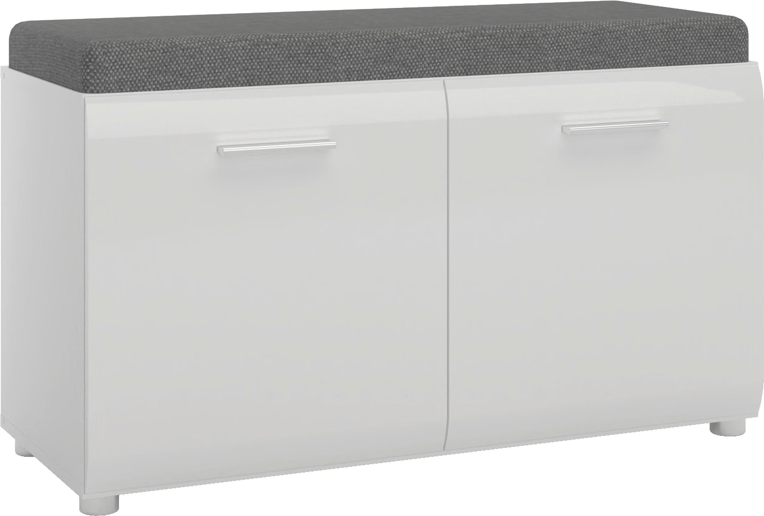Garderobenschrank Merano Weiß B: 96 cm - Schwarz/Grau, MODERN, Holzwerkstoff/Textil (96/56,3/39cm)