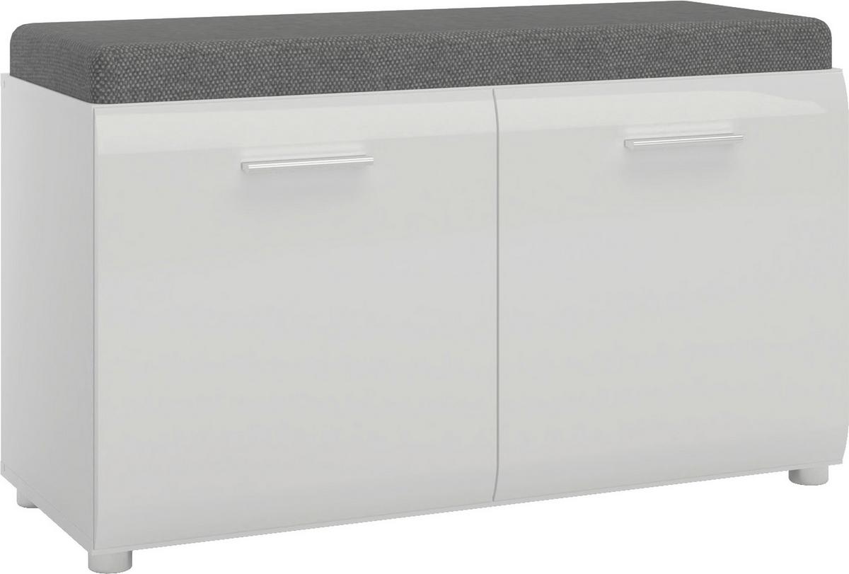 Garderobenschrank Merano Weiß B: 96 cm - Schwarz/Grau, MODERN, Holzwerkstoff/Textil (96/56,3/39cm)