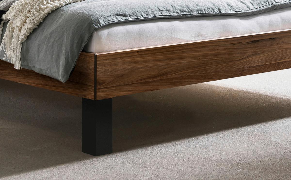 Bett Sondrio Mit Gepolstertem Kopfteil 140x200 - Anthrazit/Nussbaumfarben, Natur, Holz/Textil (140/200cm) - Hasena