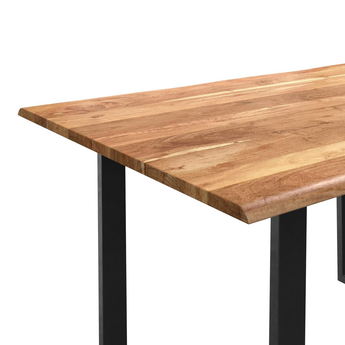 Esstisch Echtholz Mundra 140x76 cm Schwarz/Akazienfarbe - Schwarz/Akaziefarben, KONVENTIONELL, Holz/Metall (140/76/90cm)