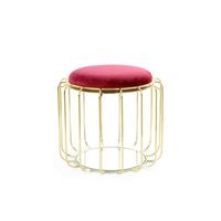 Beistelltisch/pouf 2 In 1 Comfortable Gold/rot - Rot/Goldfarben, Basics, Glas/Holzwerkstoff (50/50/45cm) - Kayoom