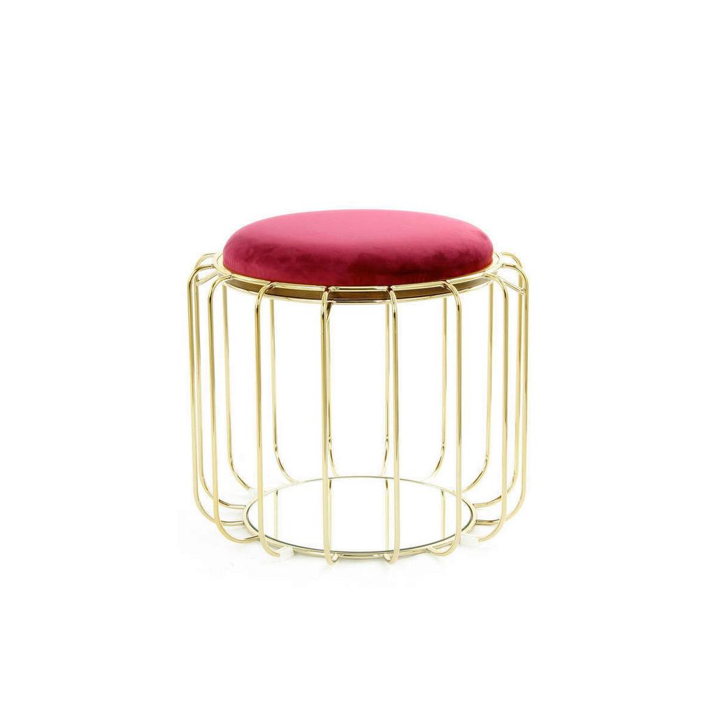Beistelltisch/Pouf 2 in 1 Comfortable Gold/Rot