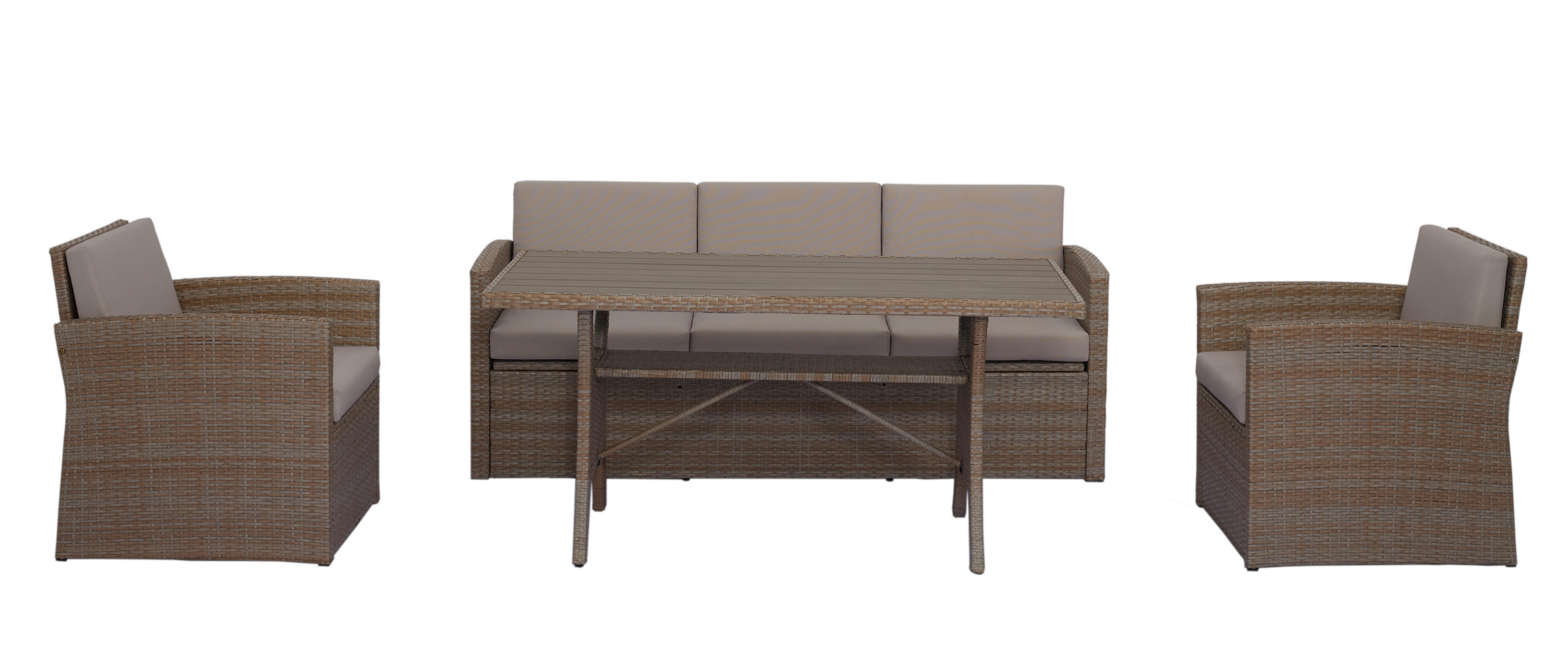 TERASOVÁ SEDACÍ SOUPRAVA SELINE - hnědá/béžová, Natur, kov/textil (130/76,5/71,5cm) - Mömax