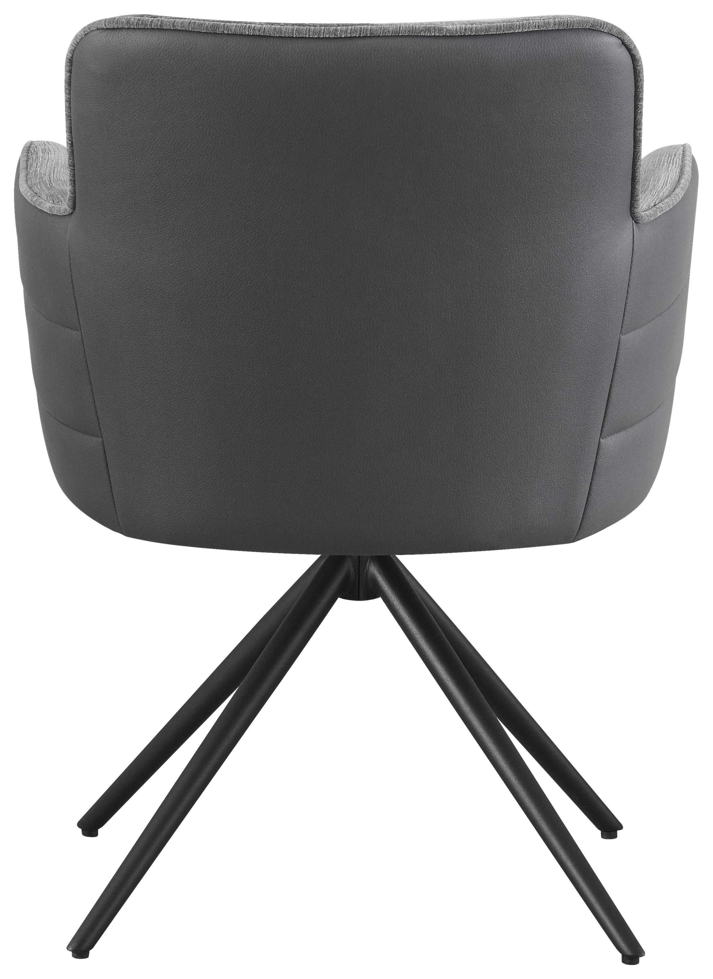 Armlehnstuhl Mia Webstoff Grau, B: 58 Cm - Schwarz/Grau, KONVENTIONELL, Textil/Metall (58/82/64cm) - MID.YOU