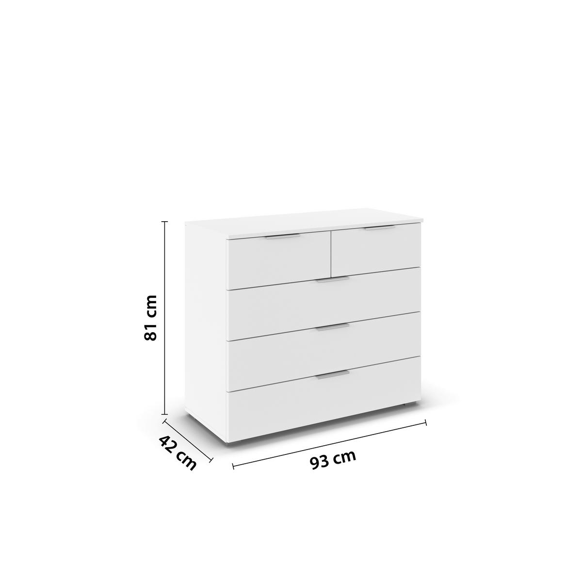 Kommode Lamella Weiß B: 93 cm - Alufarben/Weiß, MODERN, Holzwerkstoff (93/81/42cm) - Rauch Möbel