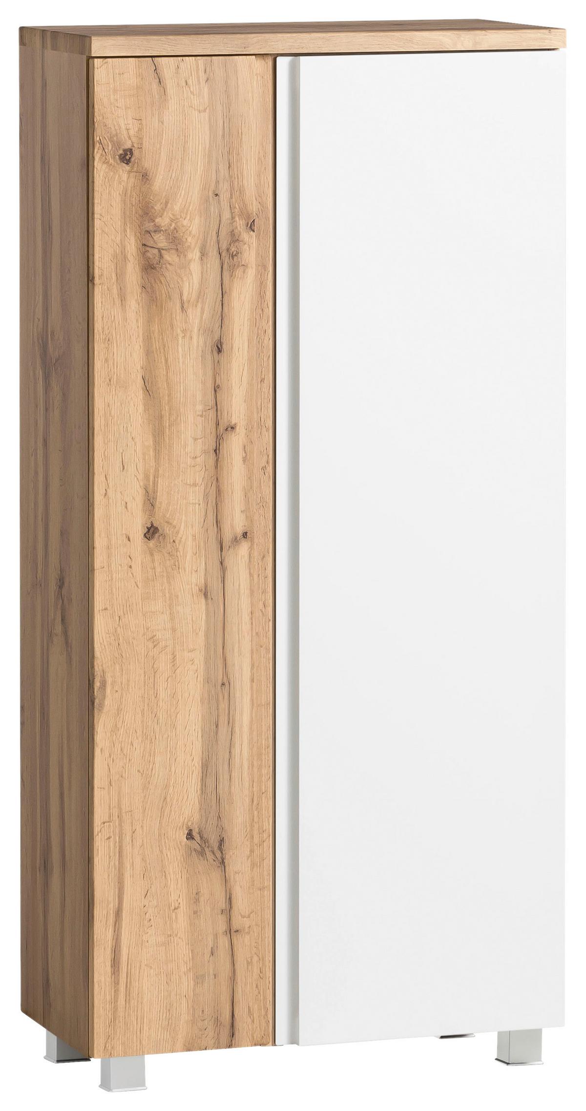 Midischrank Bad Varese B: 65 Cm Weiß/wotaneiche Dekor - Eiche Wotan/Weiß, MODERN, Holzwerkstoff (65/130/35cm) - Held