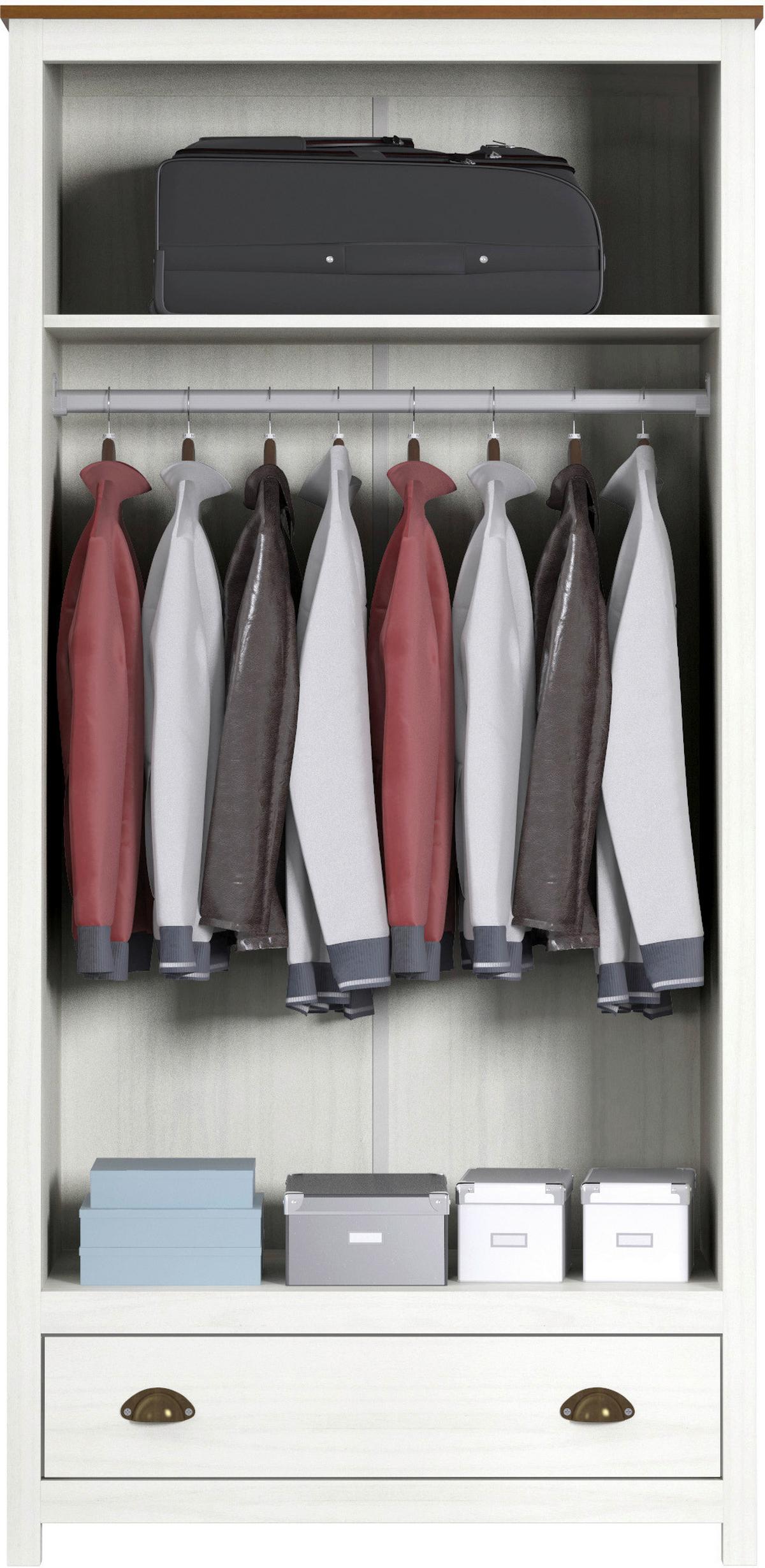 Drehtürenschrank Weiß B: 91 Cm - Weiß, Natur, Holz (91/185/54cm) - Livetastic