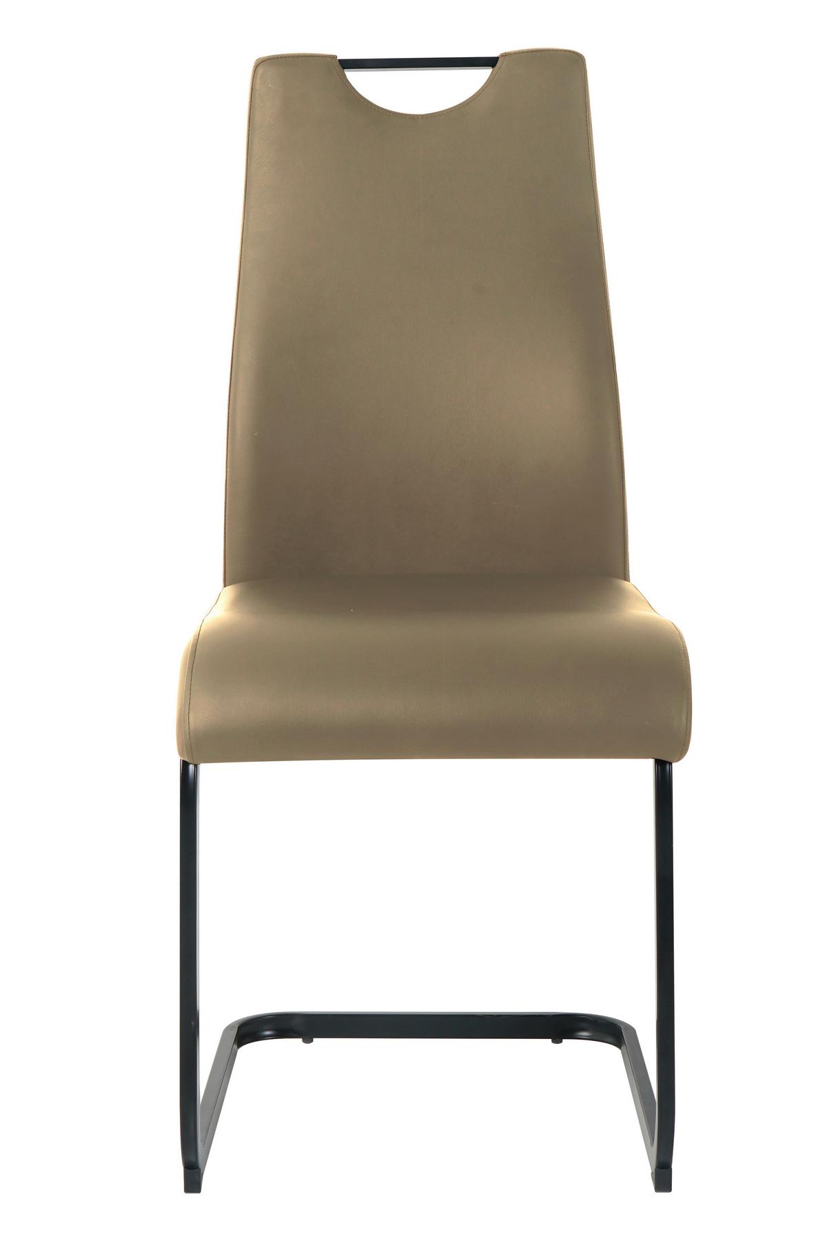 Stuhl-set Lederlook Taupe, B: 42cm - Taupe/Schwarz, Design, Kunststoff/Textil (42/98/56cm) - Livetastic