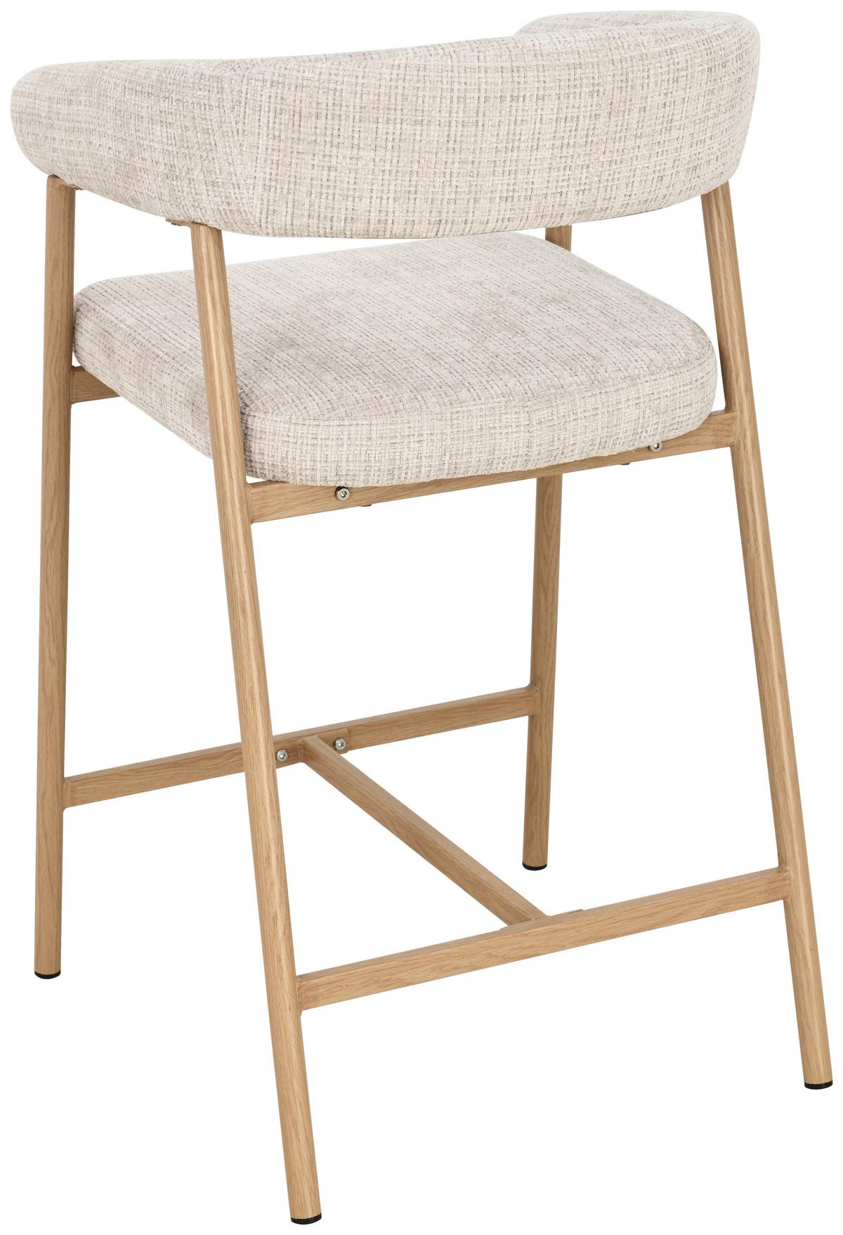 Barhocker Flora Beige/Eichefarben B: 53 cm - Eichefarben/Beige, MODERN, Holz/Textil (53/93/55cm) - Livetastic