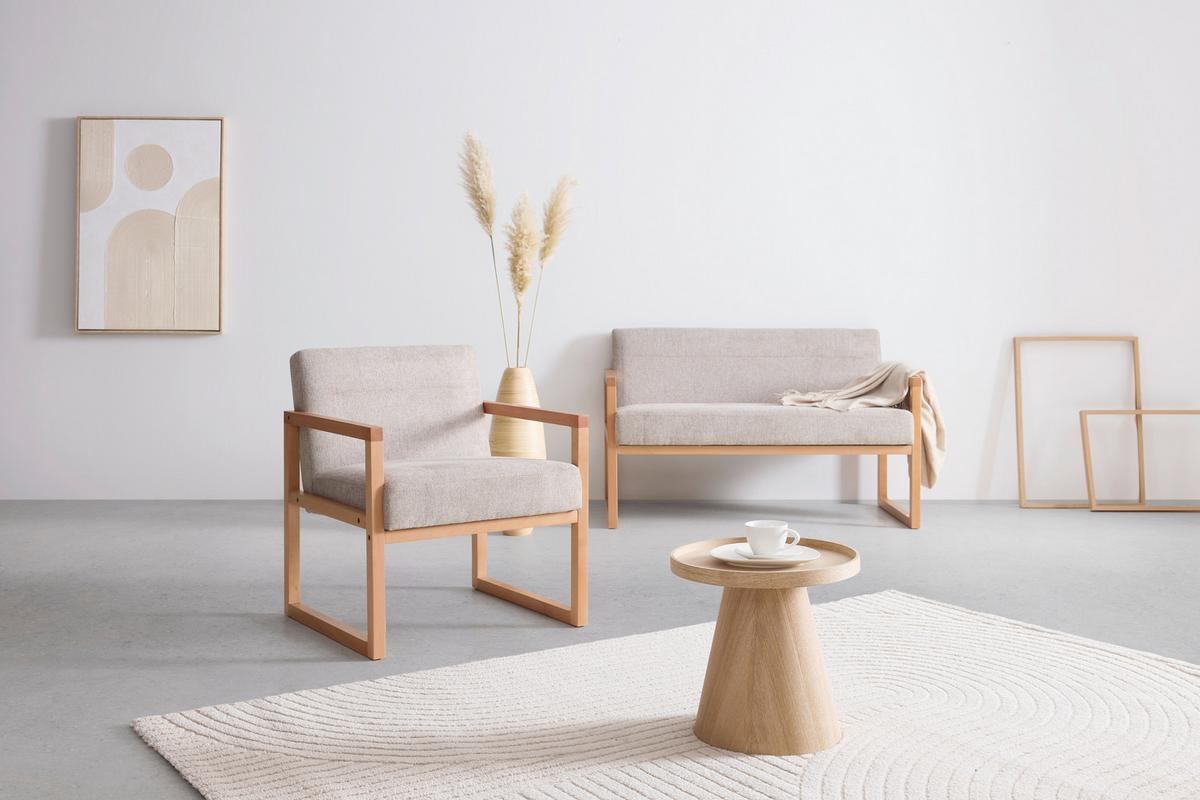 Kreslo MALMÖ, svetlě šedá, bukový masiv - světle šedá/přírodní barvy, Moderní, dřevo/textil (65/75/69cm) - Mömax