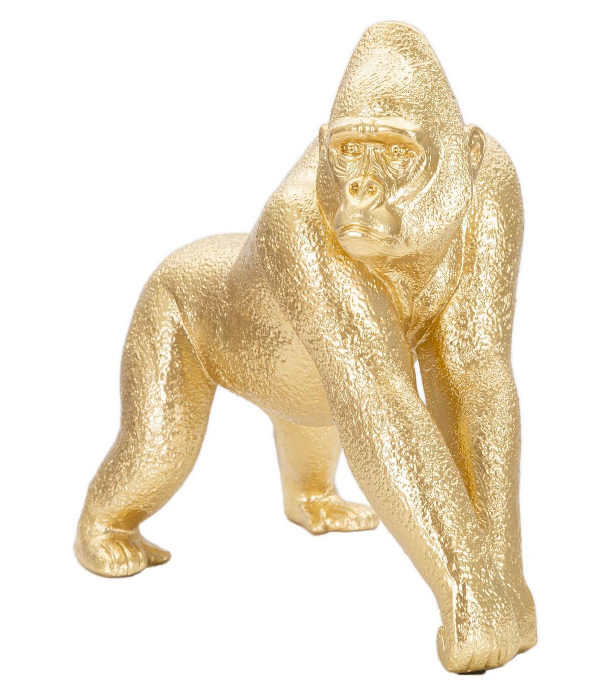 Skulptur Gorilla Dekor Side Goldfarben, B: 24,3 cm - Goldfarben, Basics, Kunststoff (24.3/22.8/13.9cm)
