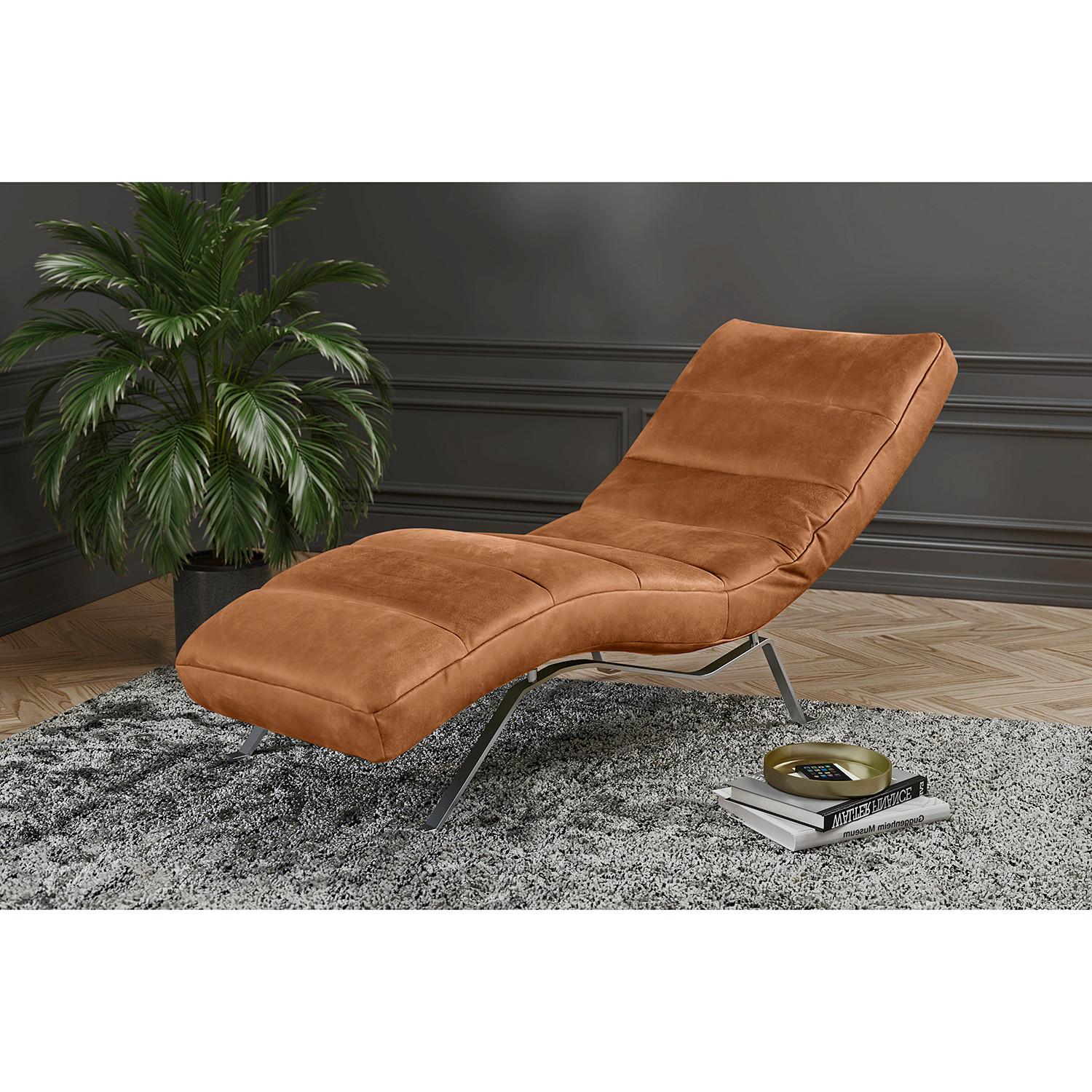 Relaxliege Swing Silver Rostfarben/Kastanienfarben - Kastanienfarben/Rostfarben, Design, Leder (65/65-95/171cm) - Livetastic