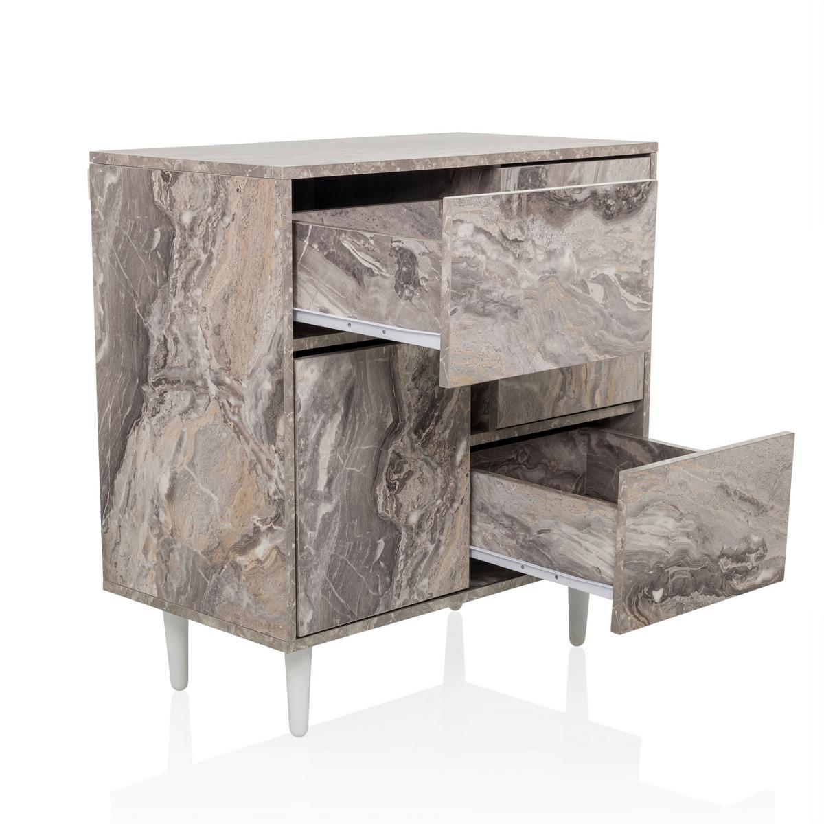 Kommode Lykkja Braun/Weiß B: 72 cm - Schwarz/Braun, MODERN, Holzwerkstoff (72/77/39,5cm) - MID.YOU