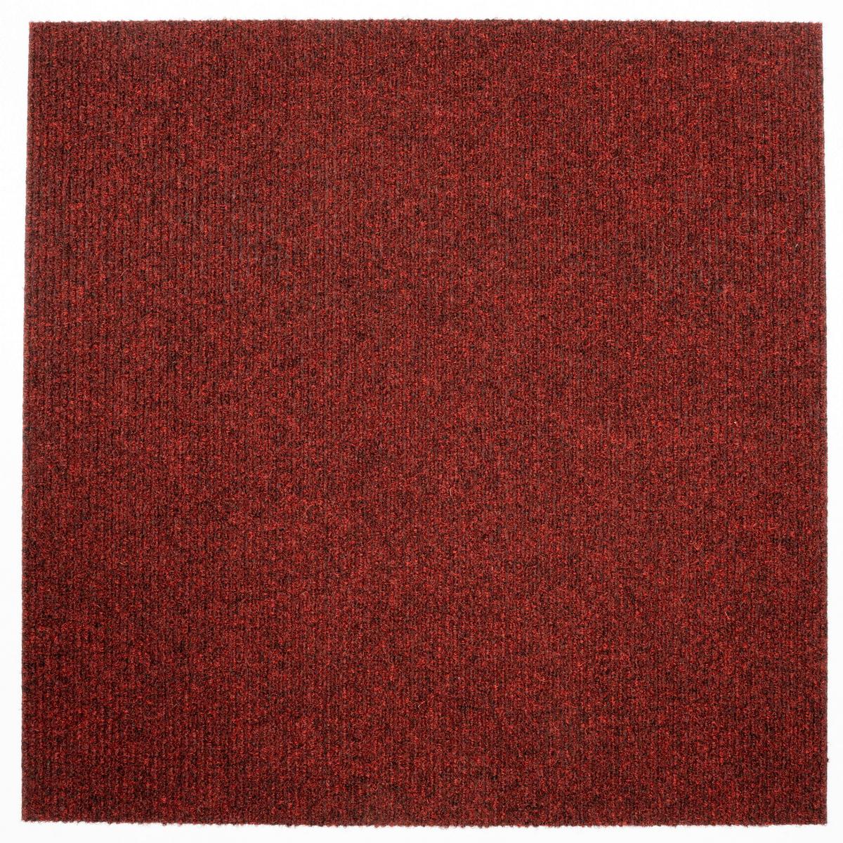 Teppichfliese Rot Solid Rib 50x50 cm Florhöhe 2,5 mm - Basics, Textil (50/50cm)