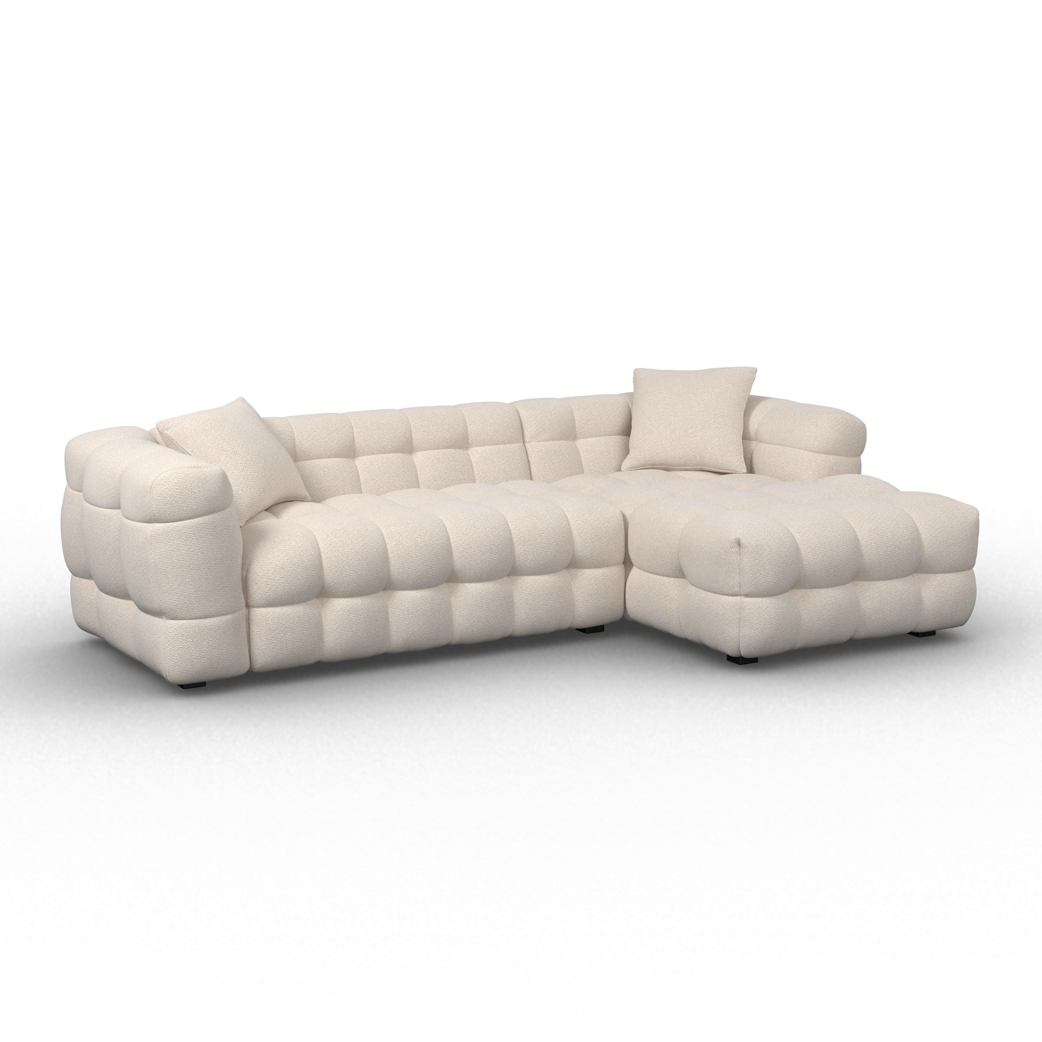 Sedacia súprava MAGDA, obojstranná, biele buklé - čierna/biela, Modern, drevo/textil (268/157cm) - Bessagi Home