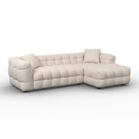 Sedacia súprava MAGDA, obojstranná, biele buklé - čierna/biela, Modern, drevo/textil (268/157cm) - Bessagi Home