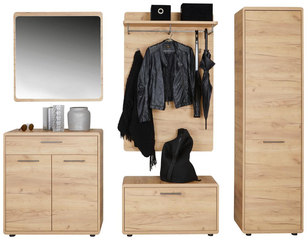 Garderoben-Set Fontana Eiche Gold Dekor 5--Teilig. - Eichefarben, MODERN, Holzwerkstoff (252/198/32cm)