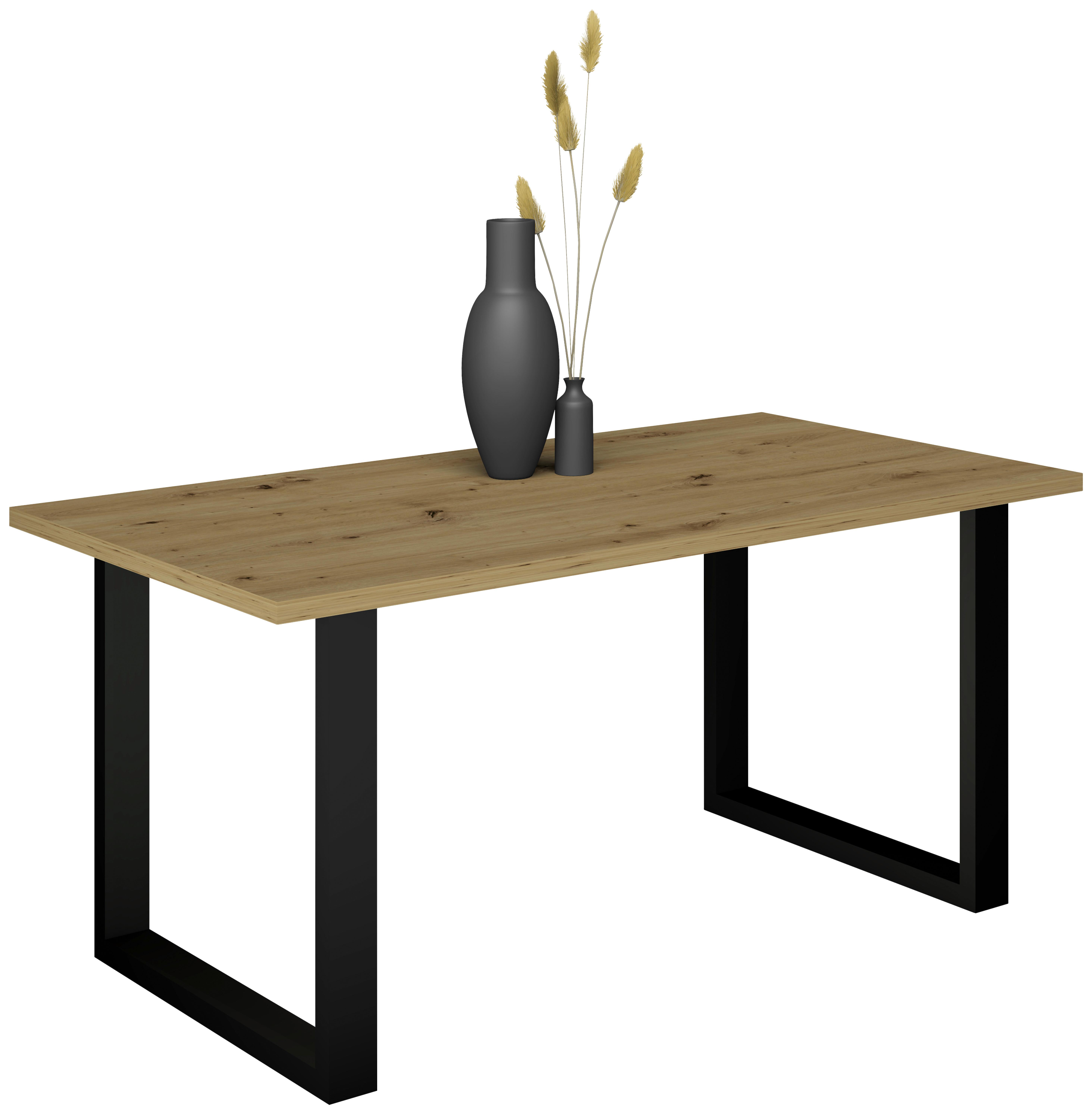Esstisch Alex Schwarz, Eichefarben - Eichefarben/Schwarz, MODERN, Holzwerkstoff/Metall (140/90/78cm) - Livetastic
