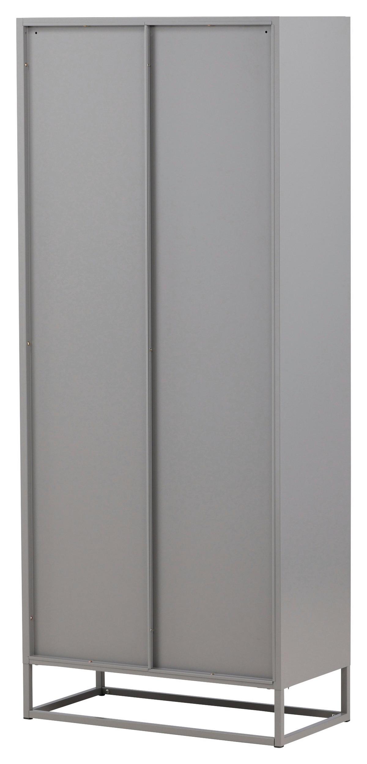 Vitrine Bakal - Hellgrau, Design, Glas/Metall (80/190/41cm) - Livetastic