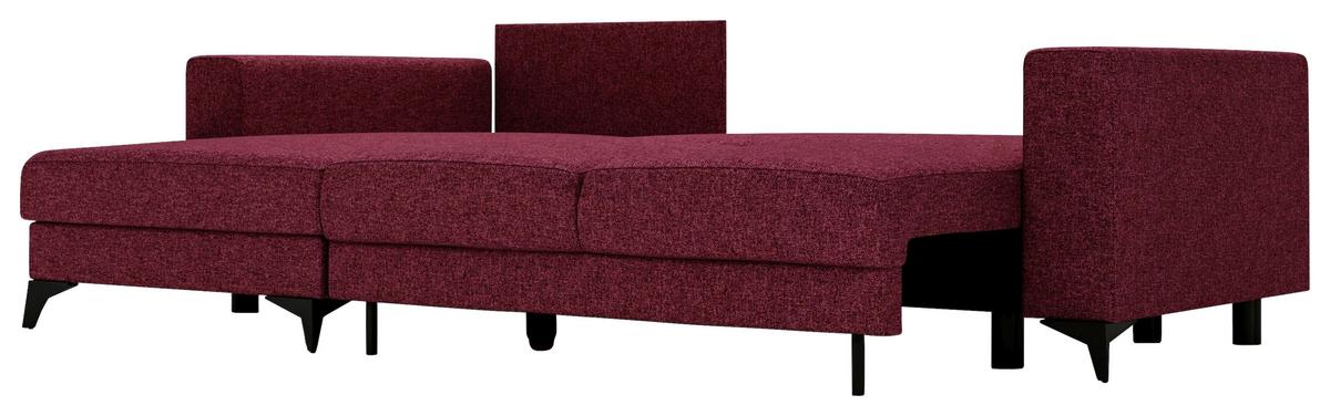 Ecksofa Harvey 156x244 Cm Mit Schlaffunktion Rot - Rot/Schwarz, Design, Textil (156/244cm) - Livetastic