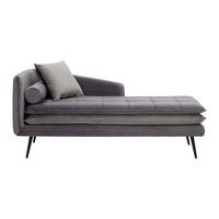 Stylová pohovka Emilia, sametový potah, šedá - šedá/černá, Moderní, kov/dřevo (75/73/162cm) - Bessagi Home