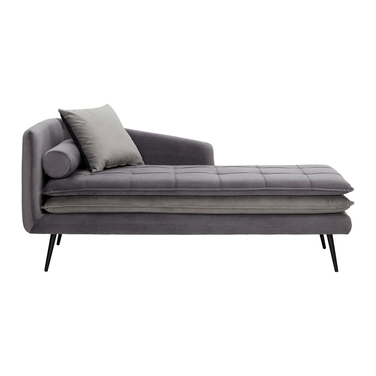 Stylová pohovka Emilia, sametový potah, šedá - šedá/černá, Moderní, kov/dřevo (75/73/162cm) - Bessagi Home