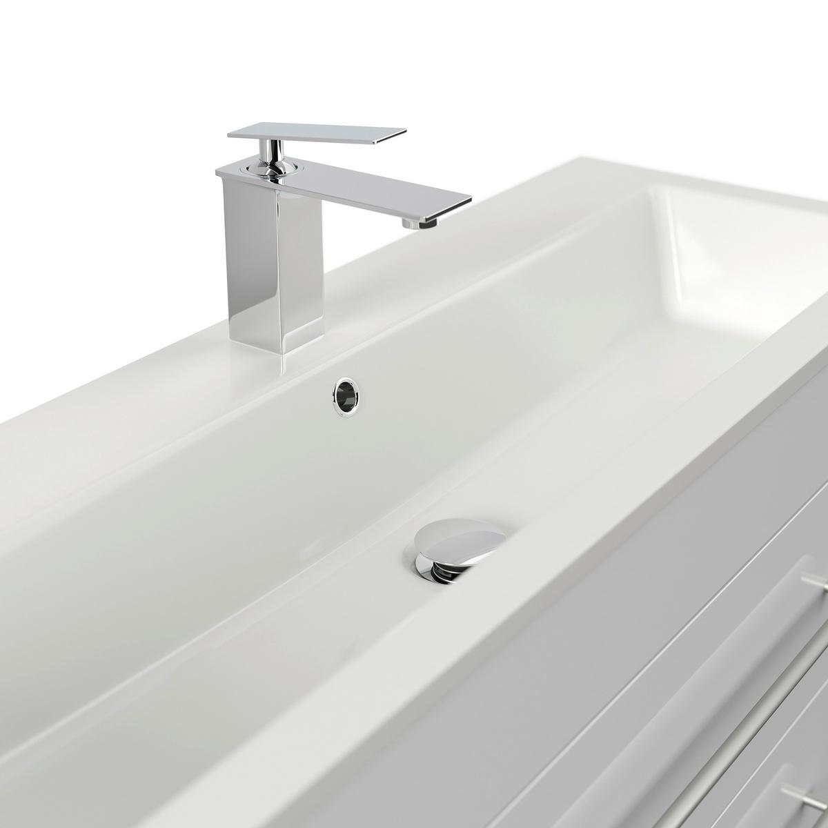 Badezimmer Portus Weiß Hg B: 100 cm - Weiß Hochglanz/Weiß, MODERN, Holzwerkstoff (100cm) - MID.YOU