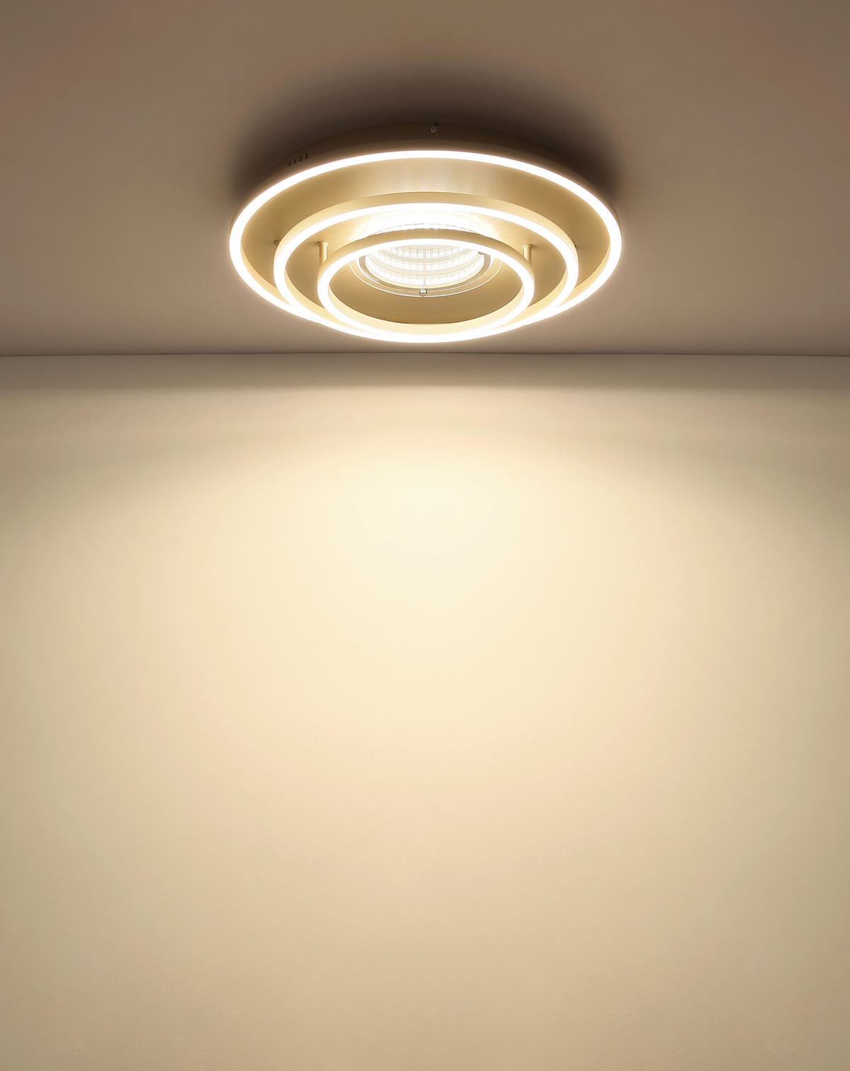 LED-Deckenleuchte Memory-Funktion - Sandfarben/Weiß, Design, Kunststoff/Metall (51,1/10,8cm) - Globo