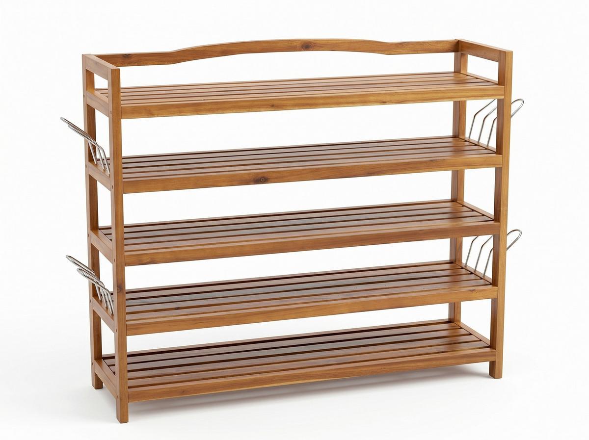 Schuhregal aus Akazie 5-Etagen LxBxH: 26x82x94 cm - Akaziefarben, Basics, Holz (26/82/94cm) - Prestige Home
