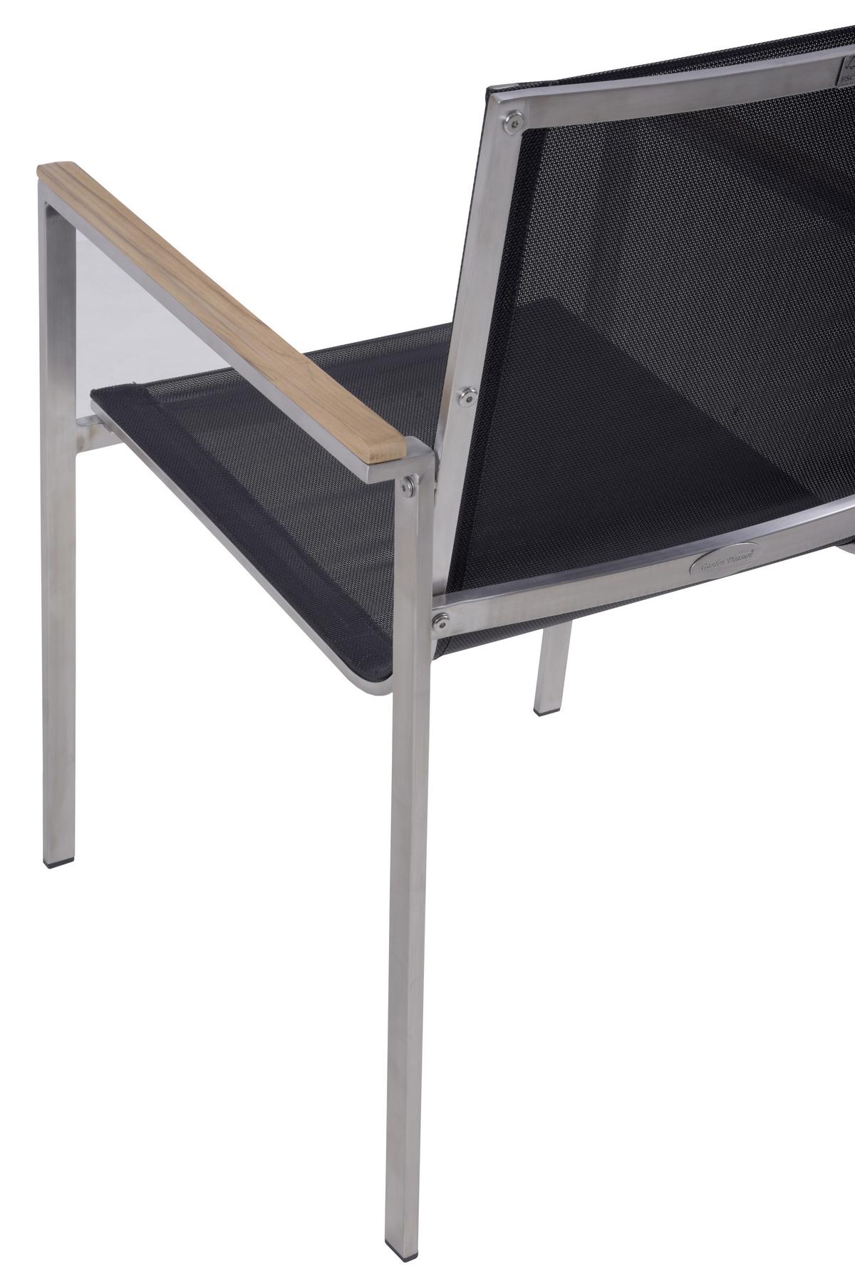 Gartenstuhl Stapelbar Denver 2er-Set Teakholz/edelstahl - Silberfarben/Schwarz, Basics, Holz/Kunststoff (58/86/55cm) - Gardenson