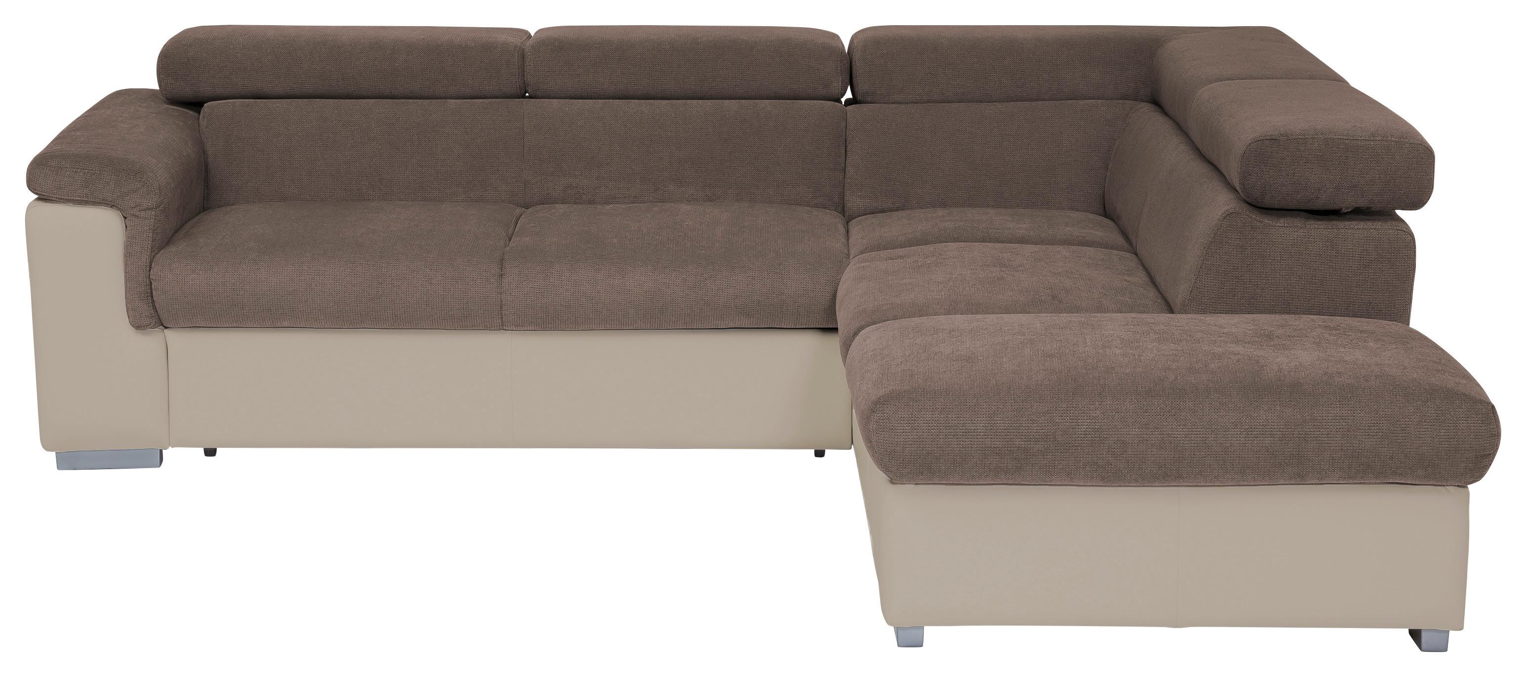 Ecksofa mit Schlaffunktion + Bettkasten Milla Taupe/Sand