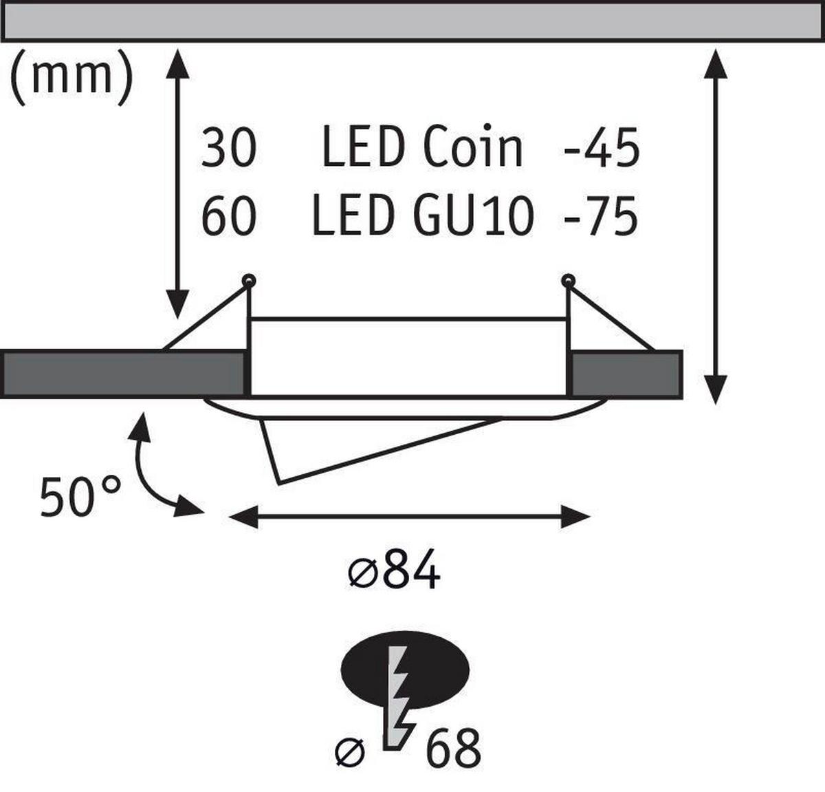 Deckenleuchte 3er-set Ø 8,4 Cm Ohne Leuchtmittel, Rund - Alufarben, Basics, Metall (8,4cm) - Paulmann