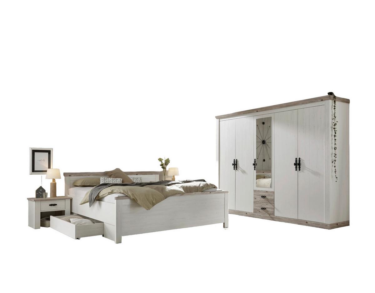 Schlafzimmer Florenz Pinienfarben/Hellbraun 4--Teilig - Hellbraun/Pinienfarben, Design, Holzwerkstoff - MID.YOU
