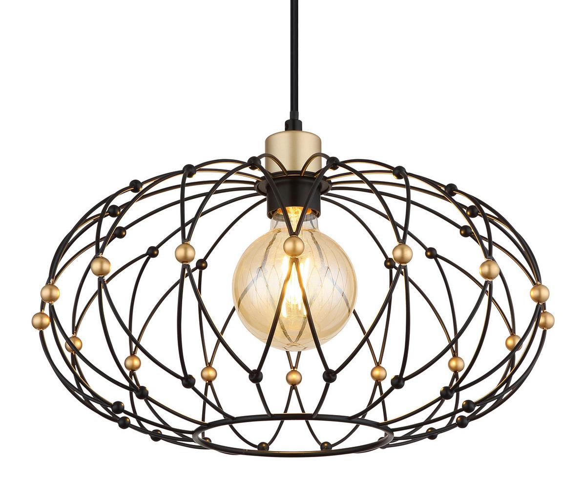 Hängeleuchte Greys Schwarz Goldfarben D: 40 cm - Goldfarben/Schwarz, Design, Kunststoff/Metall (40/150cm) - Globo