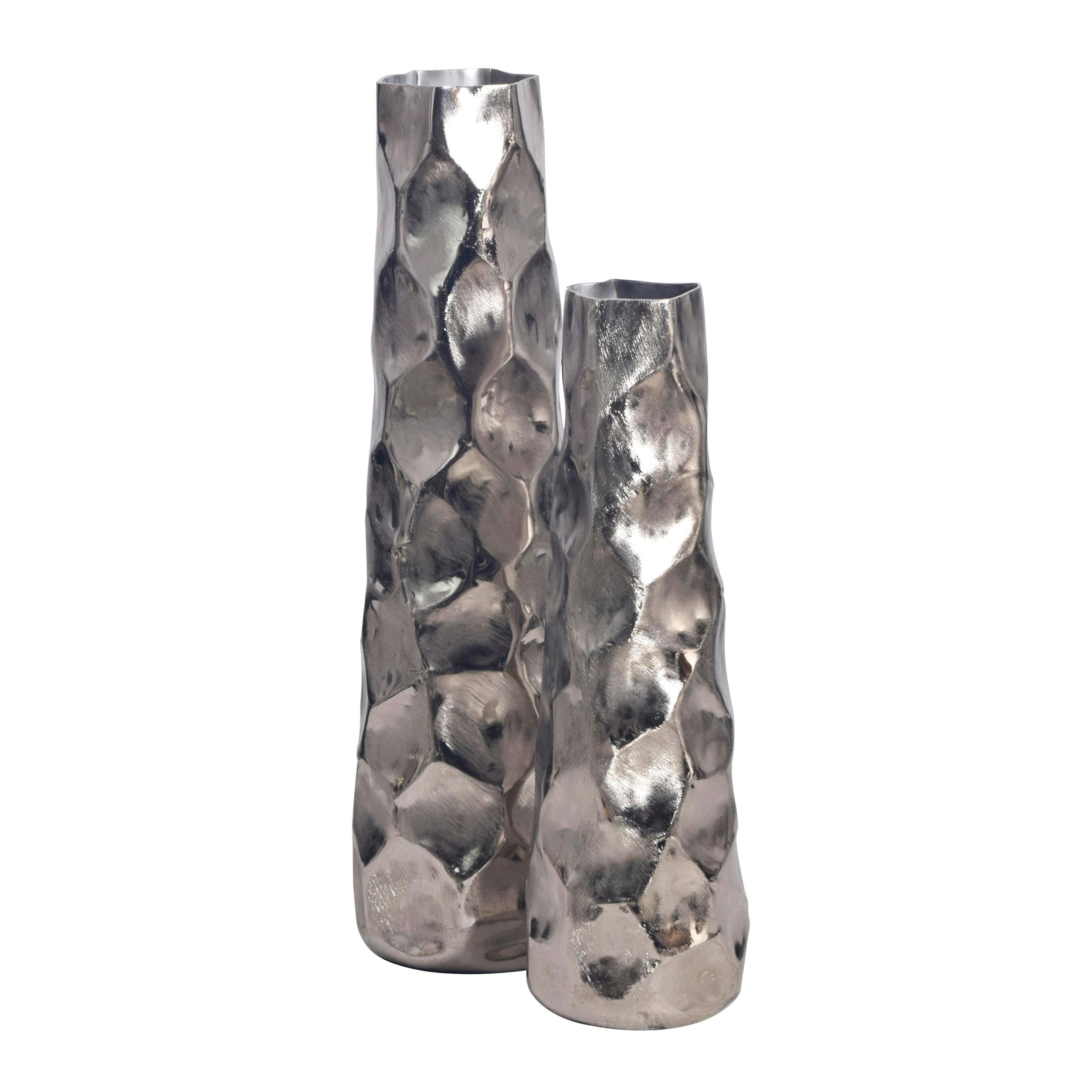 Dekovase 2er Set Silberfarben B: 15 cm - Silberfarben, Design, Metall (15/48,5/15cm) - Livetastic