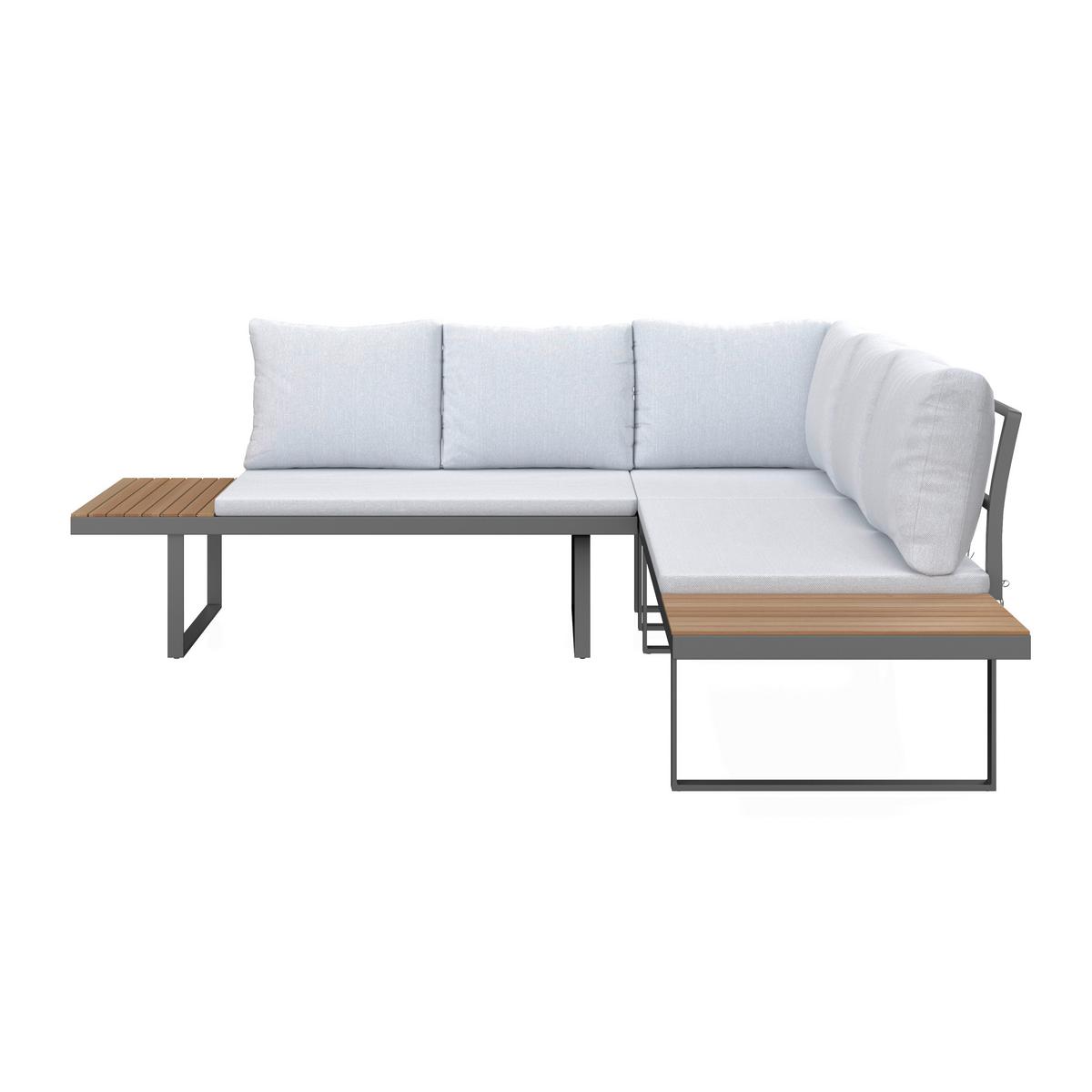 TERASOVÁ SEDACÍ SOUPRAVA ELIA - světle šedá, Moderní, kov/dřevo (236,5/75/236,5cm) - Bessagi Garden