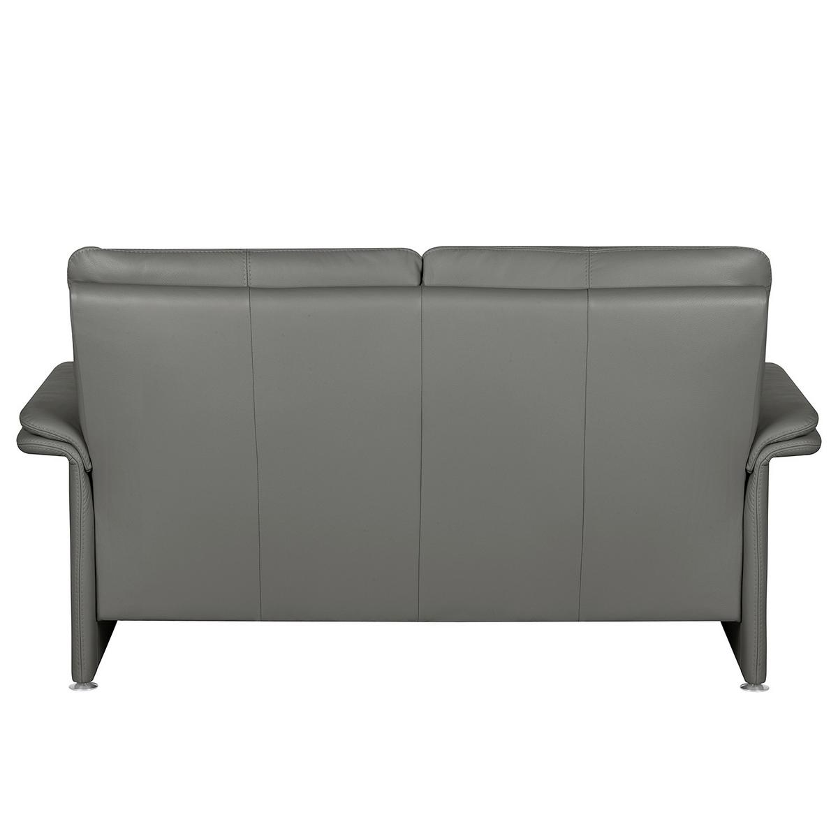 2-Sitzer-Sofa Comodo Echtleder Anthrazit B: 164 cm - Anthrazit/Silberfarben, Design, Leder (164/90/88cm) - Livetastic