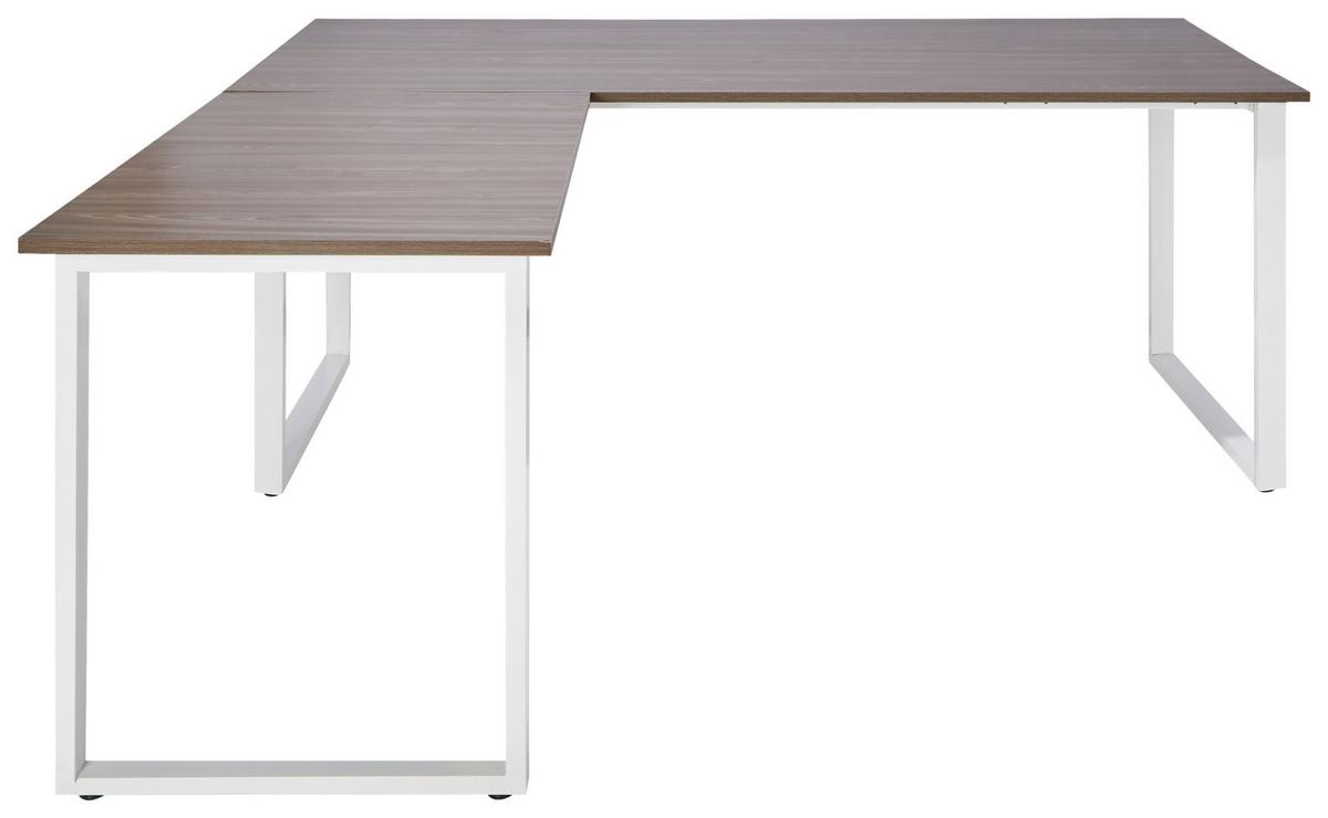 Eckschreibtisch Workspace XL I Grau/Weiß - Weiß/Grau, Basics, Holzwerkstoff/Metall (180/180/75,5cm) - MID.YOU