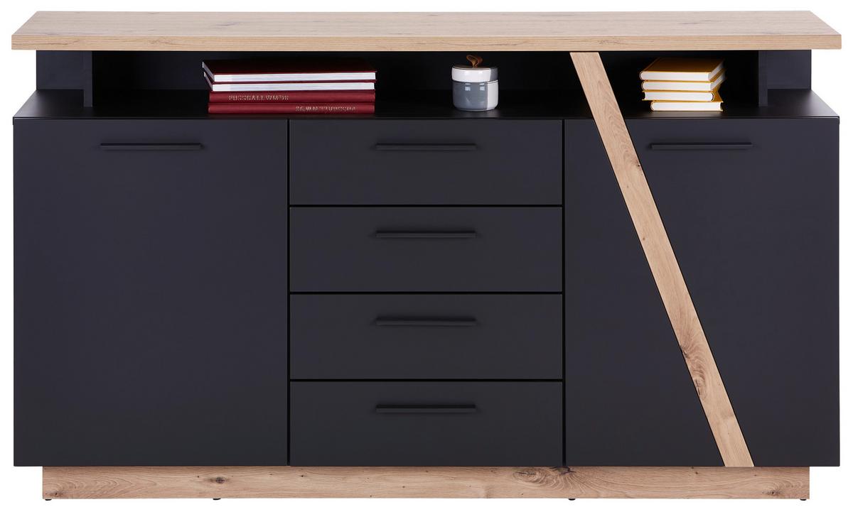 Kommode mit Soft-Close B: 150,2cm Maxi, Grau/Eiche Dekor - Eichefarben, MODERN, Holzwerkstoff (150,2/90/41,9cm)