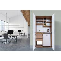 Schrankküche mit Kühlschrank + Kochfeld 104 cm Weiß - Edelstahlfarben/Eichefarben, KONVENTIONELL, Holzwerkstoff/Metall (104/193/67cm) - Respekta
